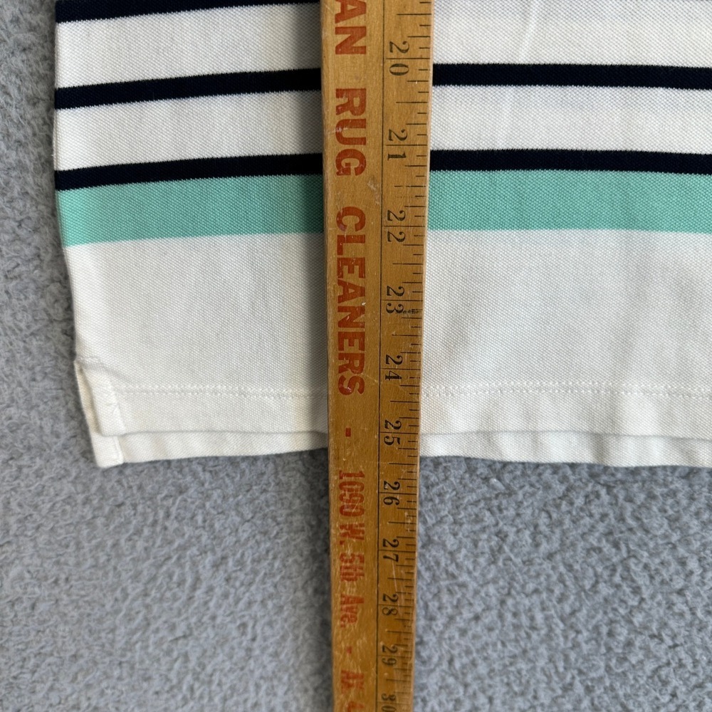 Tommy Hilfiger Shirt Polo Women Medium White Blue Stripe Stretch Rugby Logo NEW - Picture 7 of 8